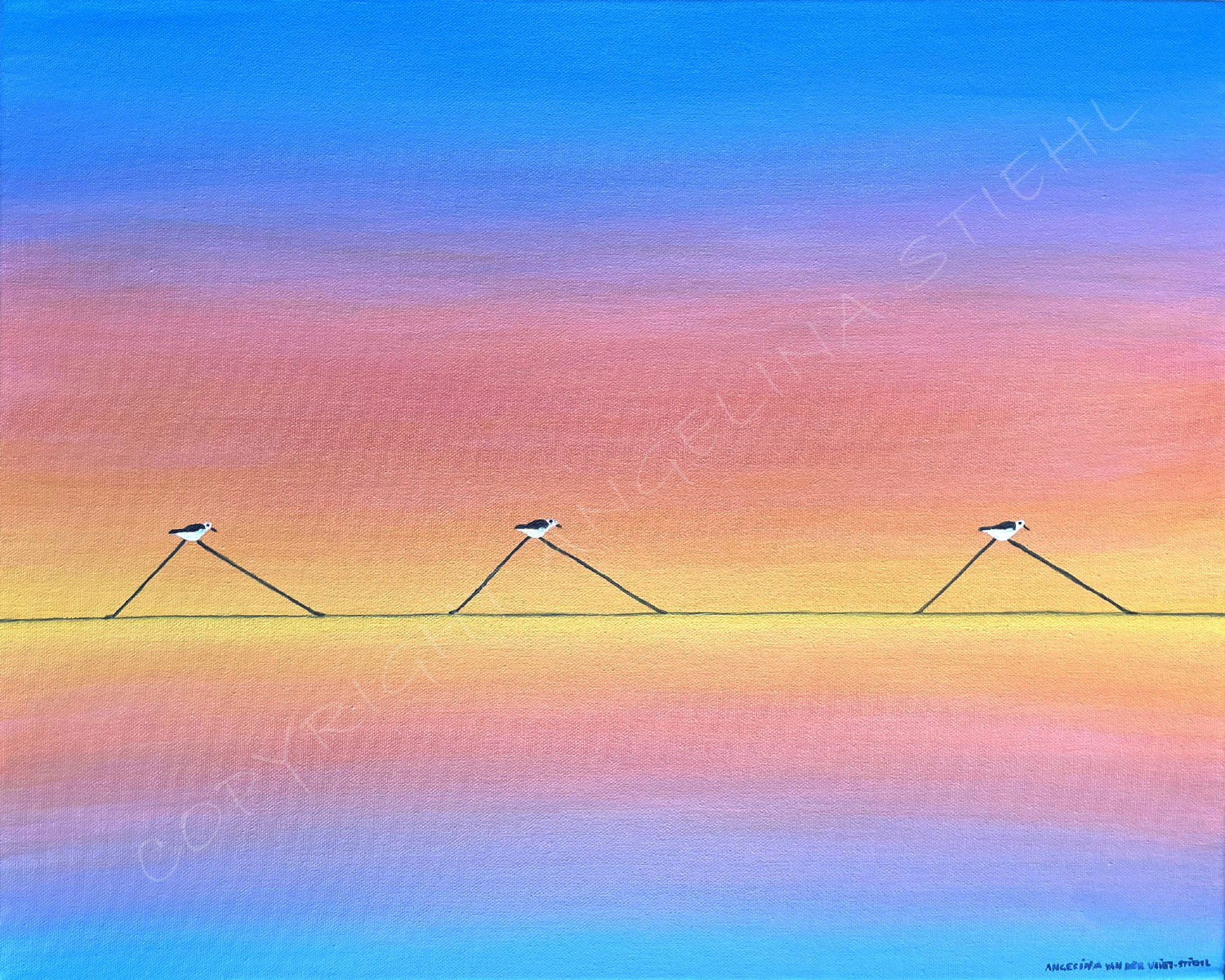 Sold painting Sanderlings of Texel by Angelina Stiehl
