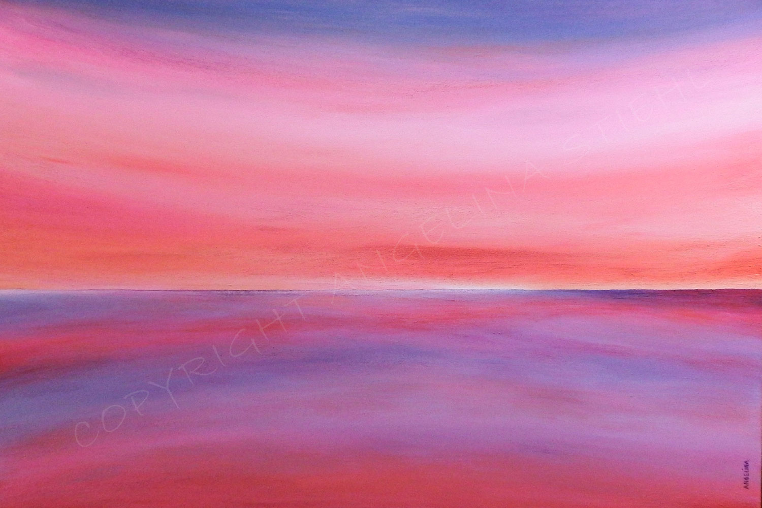 Verkocht schilderij Roze Zee van Texel door Angelina Stiehl