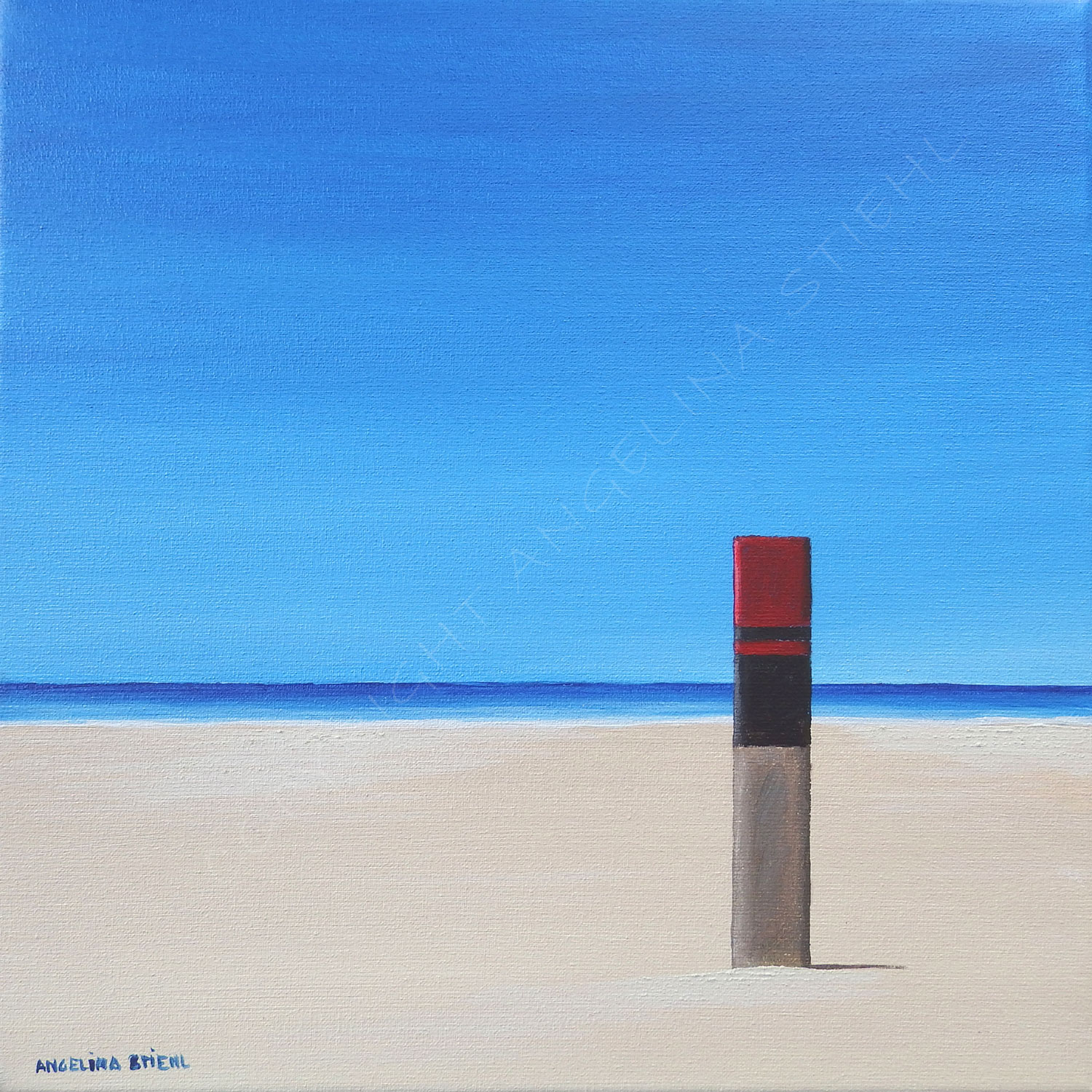 Verkocht schilderij Strandpaal 5 van Texel door Angelina Stiehl