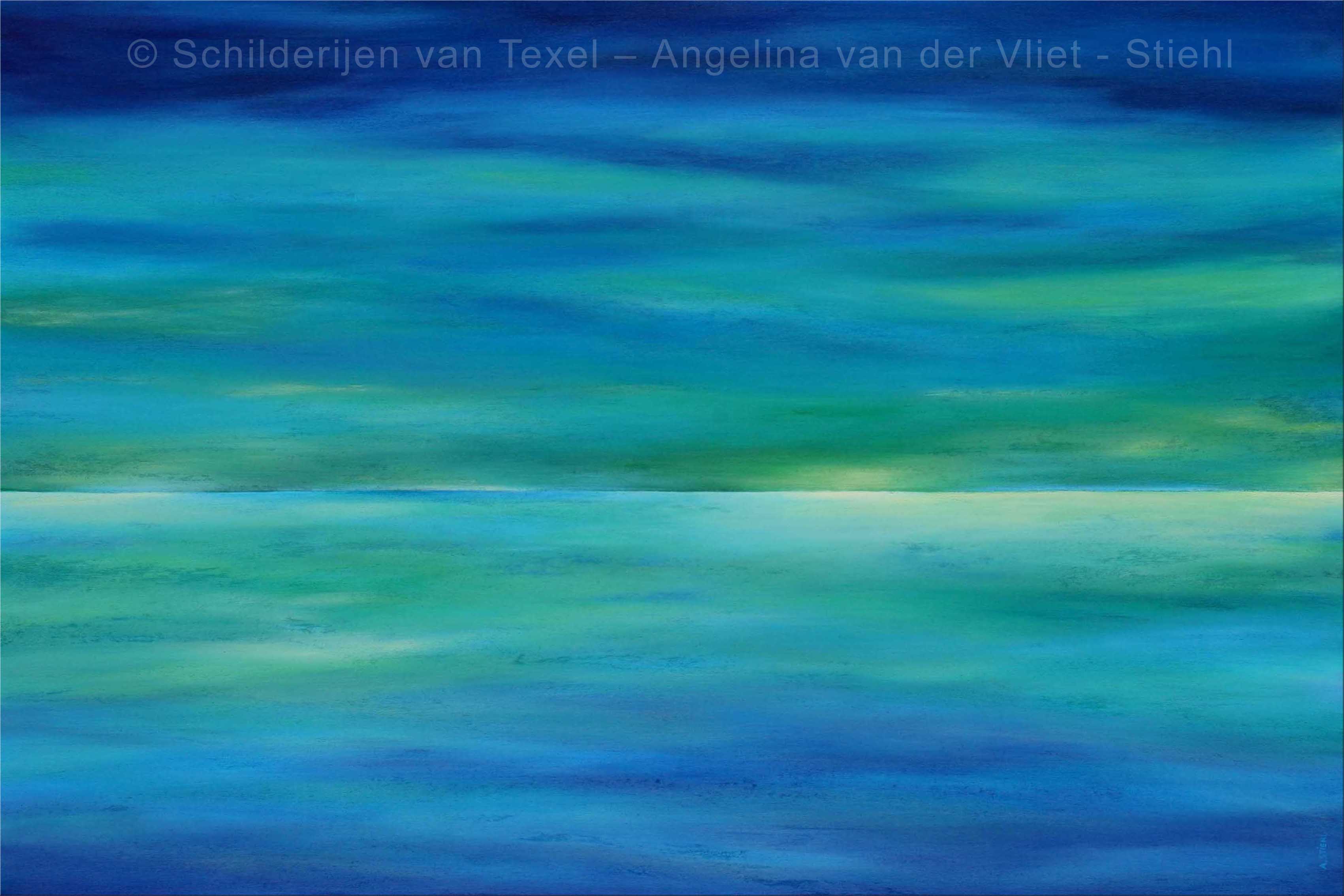 Schilderijen van Texel met blauw groene zee door Angelina van der Vliet - Stiehl