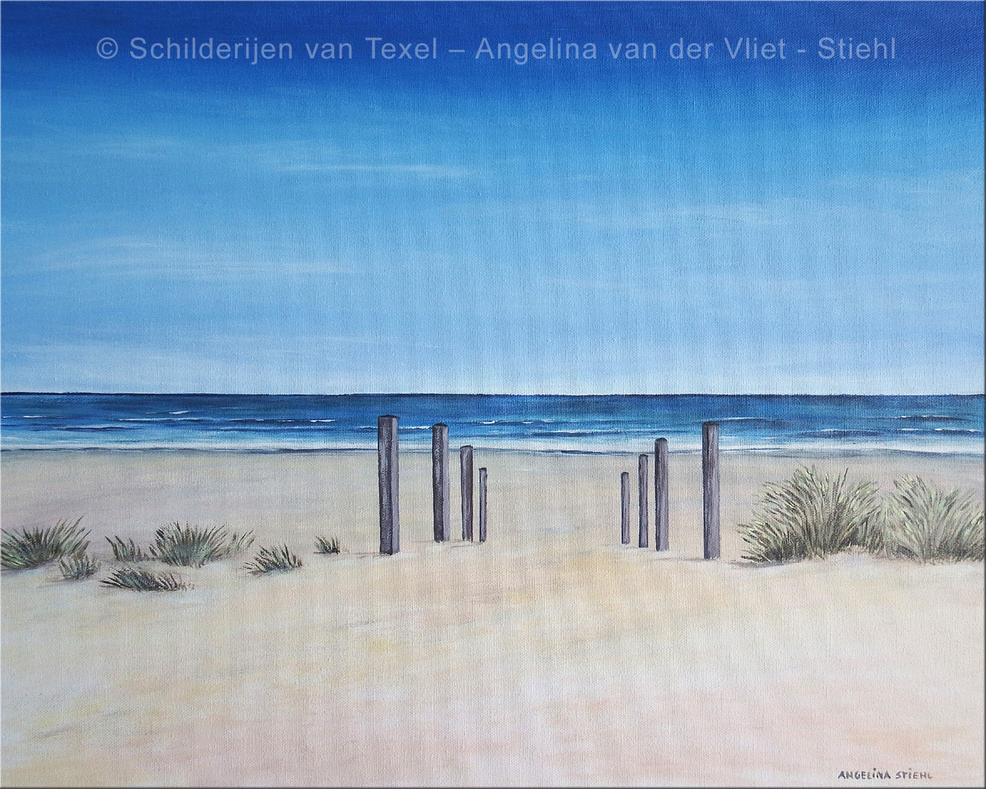 Schilderijen van Texel met de strandopgang Kaap Noord door Angelina van der Vliet - Stiehl