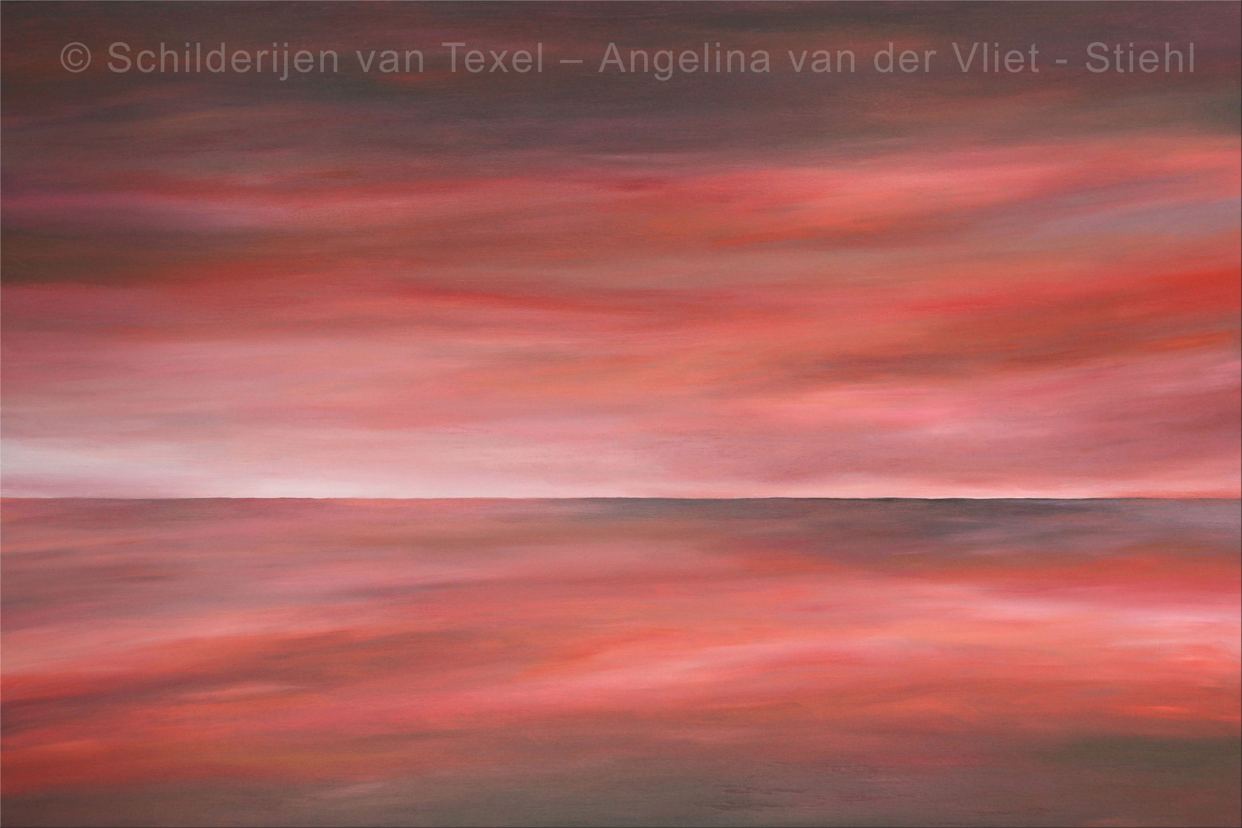 Schilderijen van Texel met rode zee door Angelina van der Vliet - Stiehl